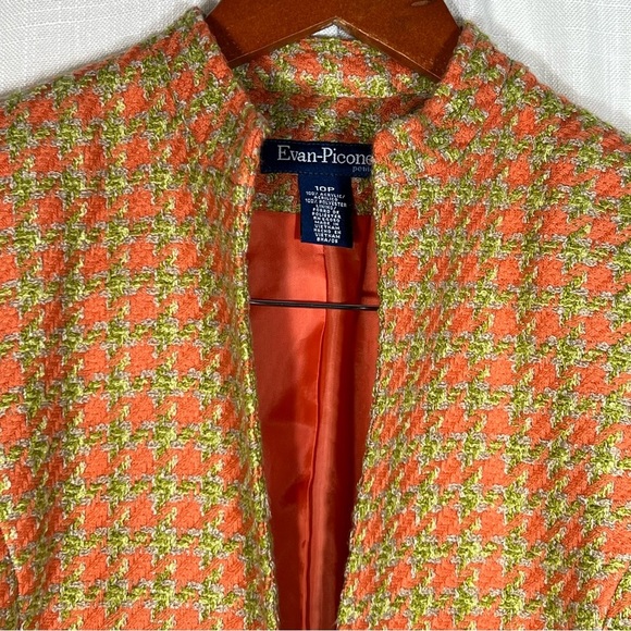 Evan Picone Houndstooth Tweed Open Front Blazer Size 10P - Picture 3 of 8